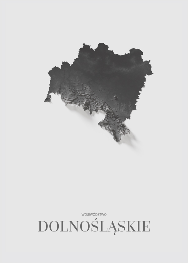 Dolny Śląsk mapa czarno biała - plakat Wymiar do wyboru: 50x70 cm