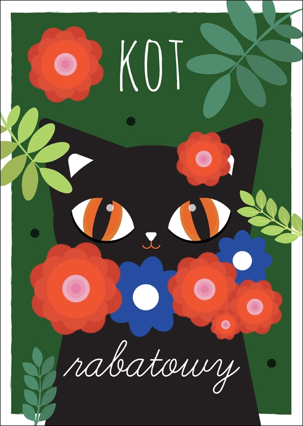 KotRabatowy zielone tło OlaPanek - plakat Wymiar do wyboru: 50x70 cm