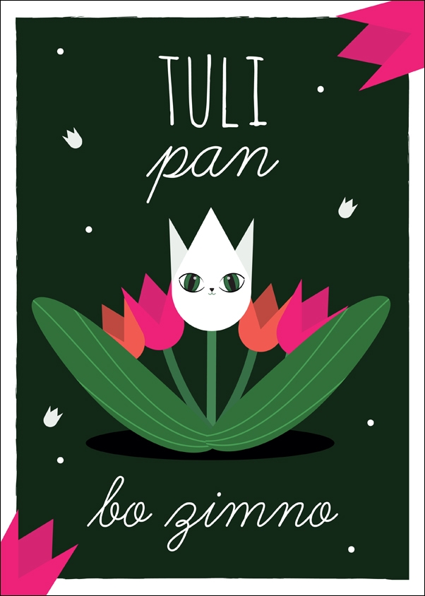 Tulipan, bo zimno ciemne tło - plakat Wymiar do wyboru: 20x30 cm