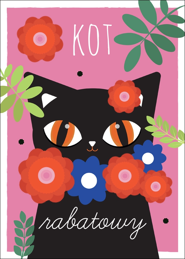 KotRabatowy rozowe tło - plakat Wymiar do wyboru: 40x50 cm