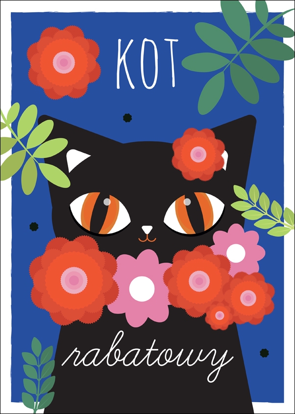 KotRabatowy niebieskie tło - plakat Wymiar do wyboru: 40x50 cm