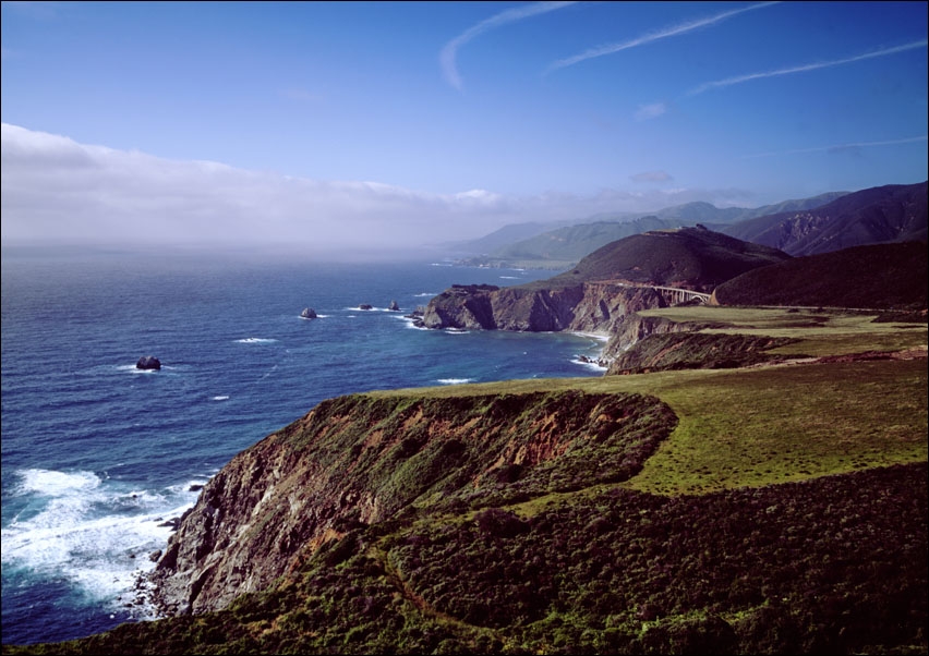 Pacific Ocean and rocky California coast., Carol Highsmith - plakat 100x70 cm