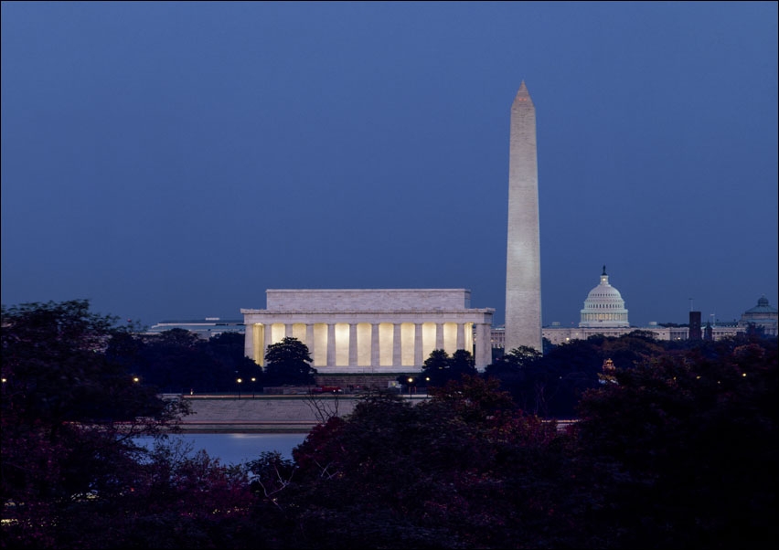 Lincoln Memorial, Washington Monument and the United States Capitol., Carol Highsmith - plakat 100x70 cm