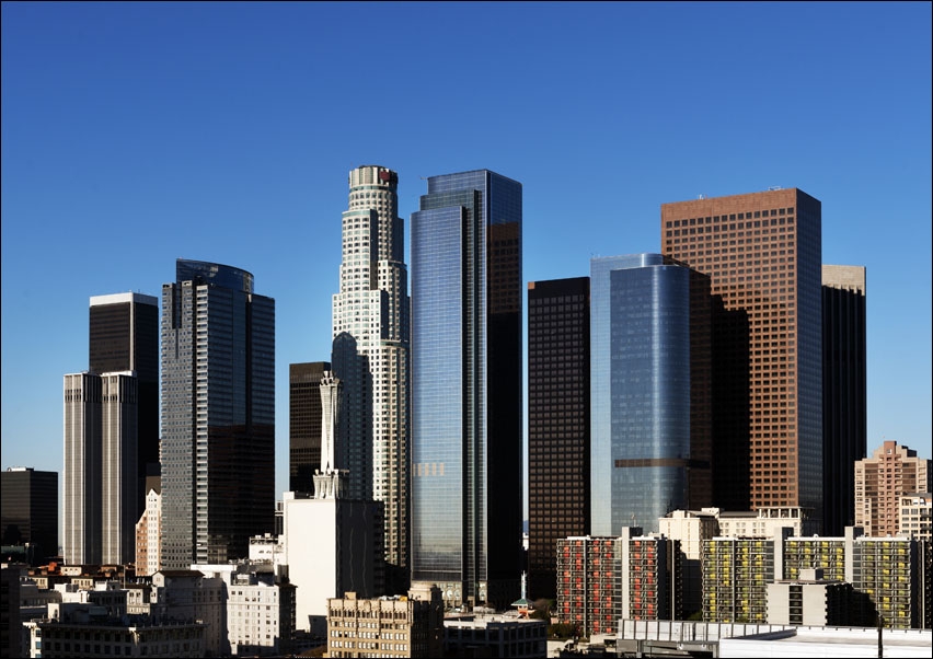Skyline of Central Los Angeles, California, Carol Highsmith - plakat 100x70 cm