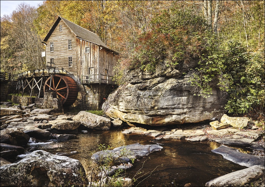 The Glade Creek Grist Mill, Carol Highsmith - plakat 50x40 cm