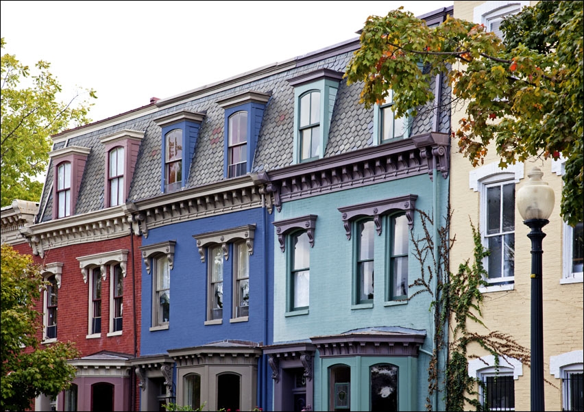 Row houses located near intersection of 5th Street and Independence Avenue, SE, Washington, D.C., Carol Highsmith - plakat 40x30 cm