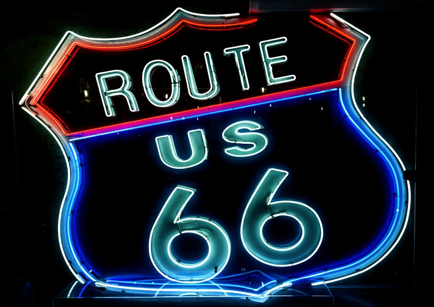 Route 66 neon sign, Carol Highsmith - plakat 60x40 cm