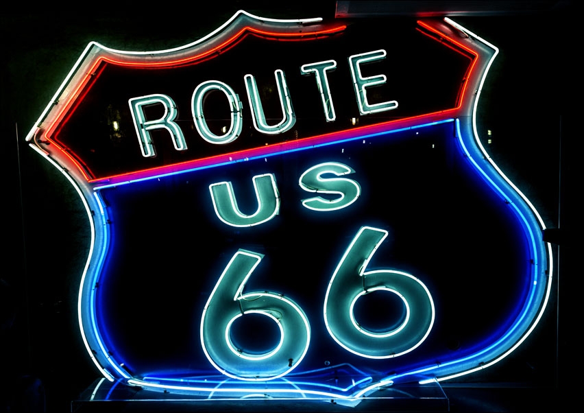 Route 66 neon sign, Carol Highsmith - plakat 100x70 cm