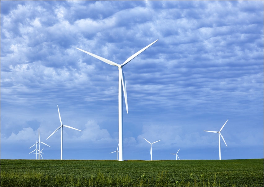 Wind farms in Franklin County, Iowa., Carol Highsmith - plakat 70x50 cm