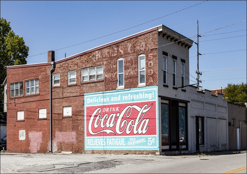 Old Coca-Cola sign on a brick building in Lafayette, Indiana., Carol Highsmith - plakat 70x50 cm