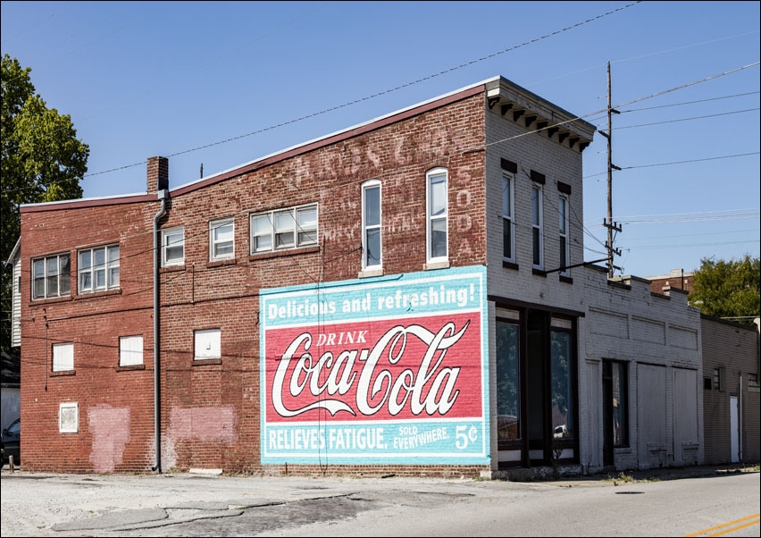 Old Coca-Cola sign on a brick building in Lafayette, Indiana., Carol Highsmith - plakat 80x60 cm