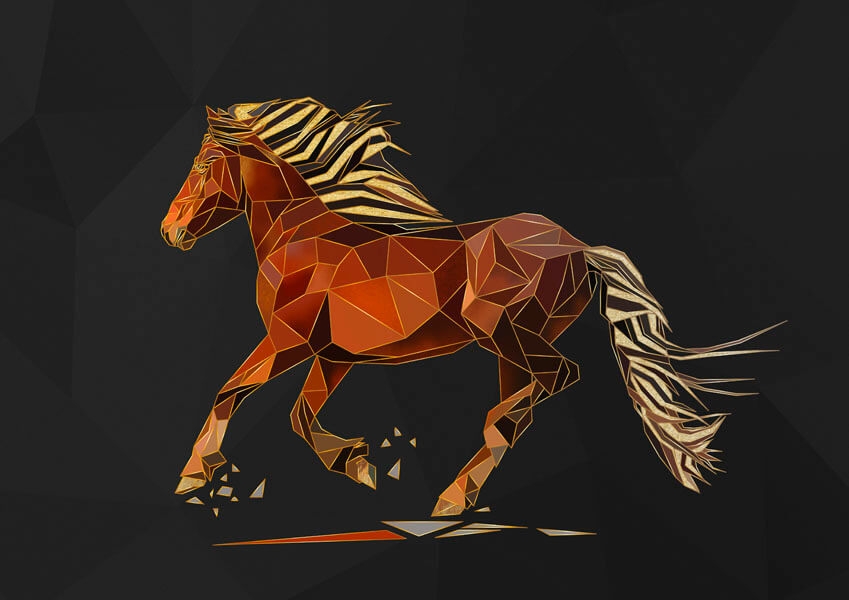 Koń złoty - plakat Wymiar do wyboru: 84,1x59,4 cm