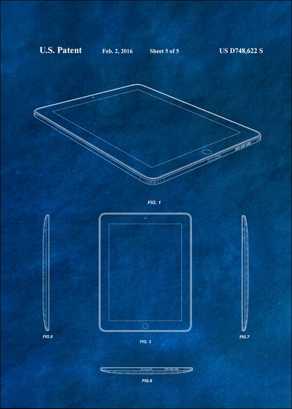 Patent, Ipad 2016 Niebieski - plakat Wymiar do wyboru: 70x100 cm