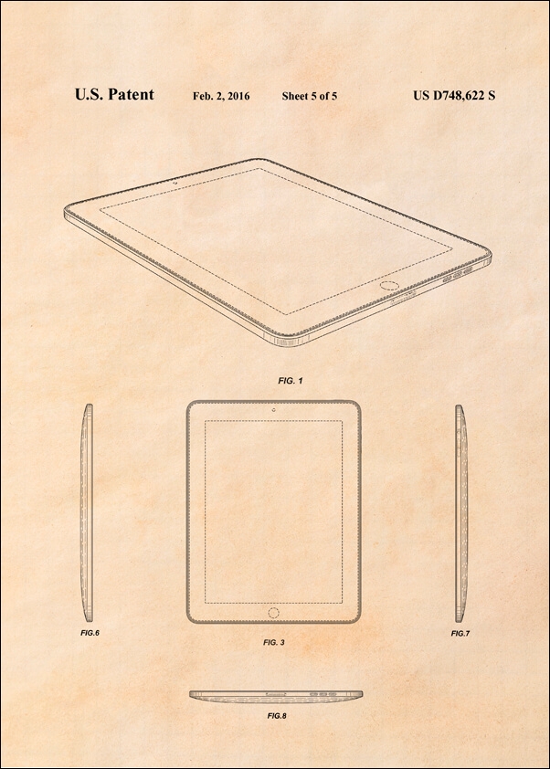 Patent, Ipad 2016 sepia - plakat Wymiar do wyboru: 50x70 cm