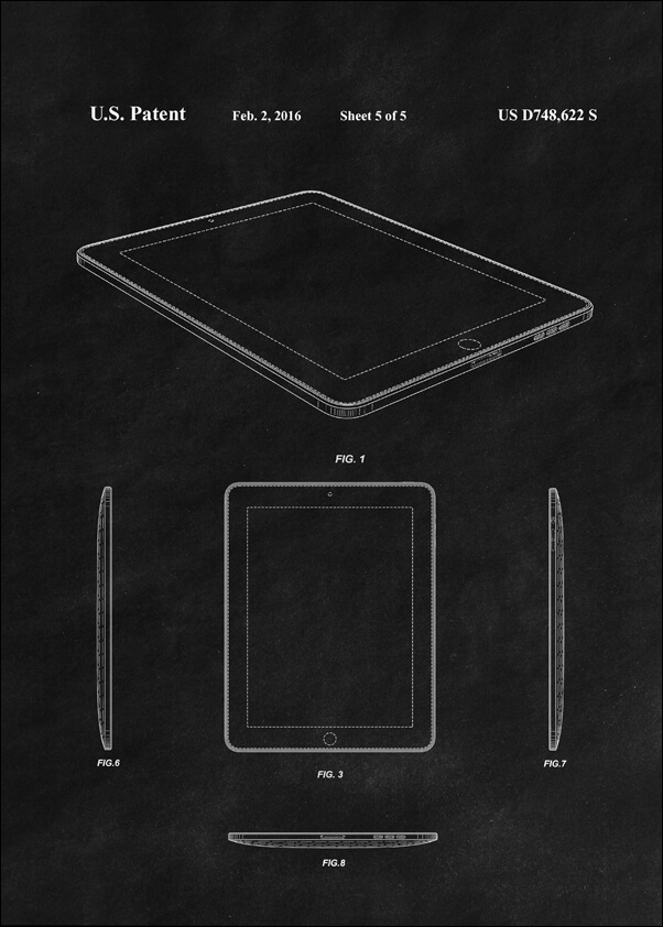 Patent, Ipad 2016 Czarny - plakat Wymiar do wyboru: 20x30 cm