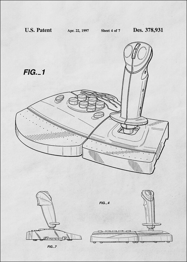 Patent, Joystick Do gier 1997 - plakat Wymiar do wyboru: 70x100 cm