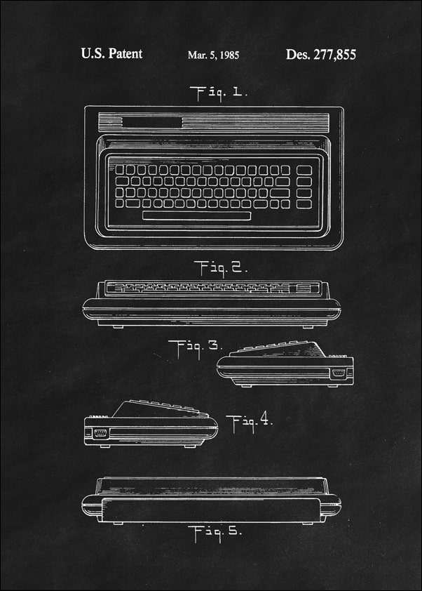 Patent, KOmputer Osobisty 1985 Czarny - plakat Wymiar do wyboru: 30x40 cm