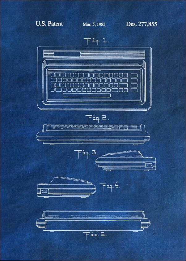 Patent, KOmputer Osobisty 1985 Niebieski - plakat Wymiar do wyboru: 20x30 cm