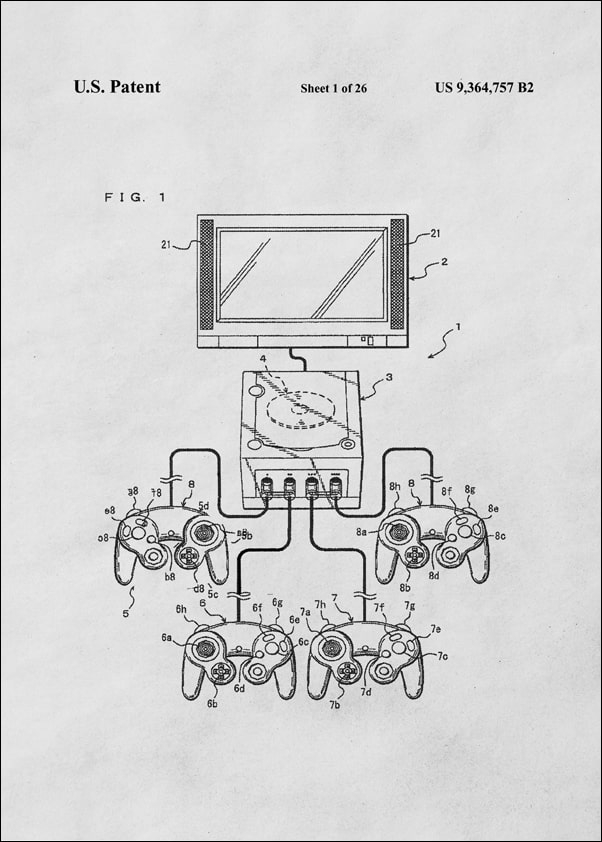 Patent, Konsola Gamecube - plakat Wymiar do wyboru: 59,4x84,1 cm