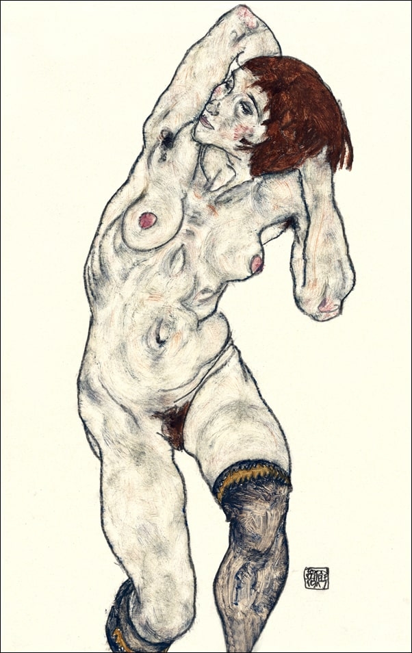 Nude in Black Stockings, Egon Schiele - plakat Wymiar do wyboru: 20x30 cm