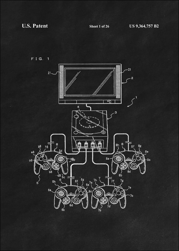 Patent, Konsola Gamecube Czarny - plakat Wymiar do wyboru: 61x91,5 cm