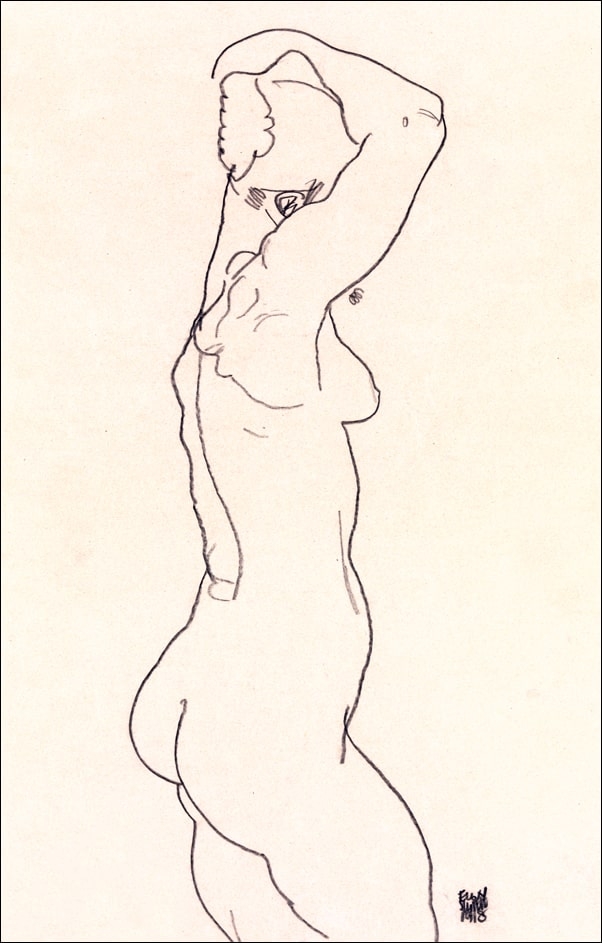 Standing Nude, Facing Right, Egon Schiele - plakat Wymiar do wyboru: 30x40 cm