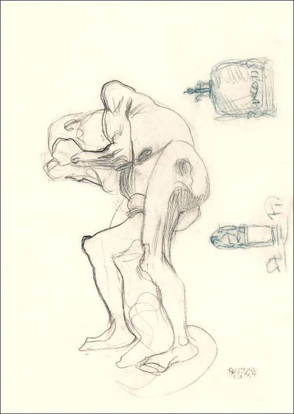 Study of a Nude Old Woman Clenching Her Fists, and Two Decorative Objects, Gustav Klimt - plakat Wymiar do wyboru: 61x91,5 cm