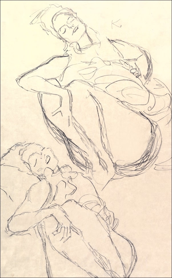 Two Studies for a Crouching Woman, Gustav Klimt - plakat Wymiar do wyboru: 30x40 cm