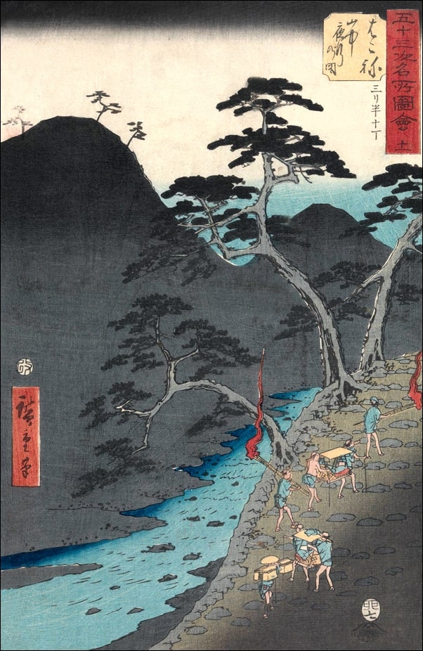 Hakone Night Procession in the Mountains, Hiroshige Ando - plakat Wymiar do wyboru: 40x50 cm