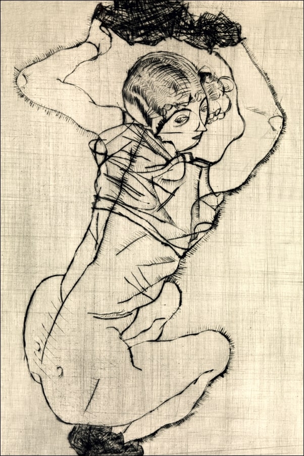 Squatting Woman, Egon Schiele - plakat Wymiar do wyboru: 40x50 cm