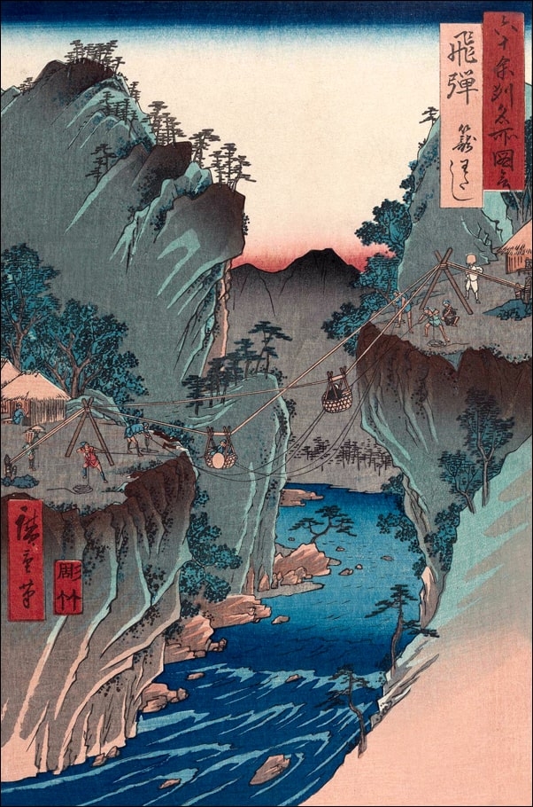 Hida Province Basket Ferry, Hiroshige Ando - plakat Wymiar do wyboru: 40x50 cm
