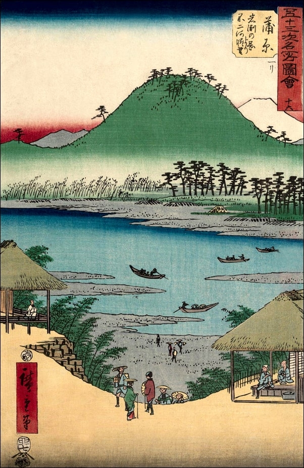 Kanbara View of the Fuji River from Iwabuchi Hill, Hiroshige Ando - plakat Wymiar do wyboru: 40x50 cm