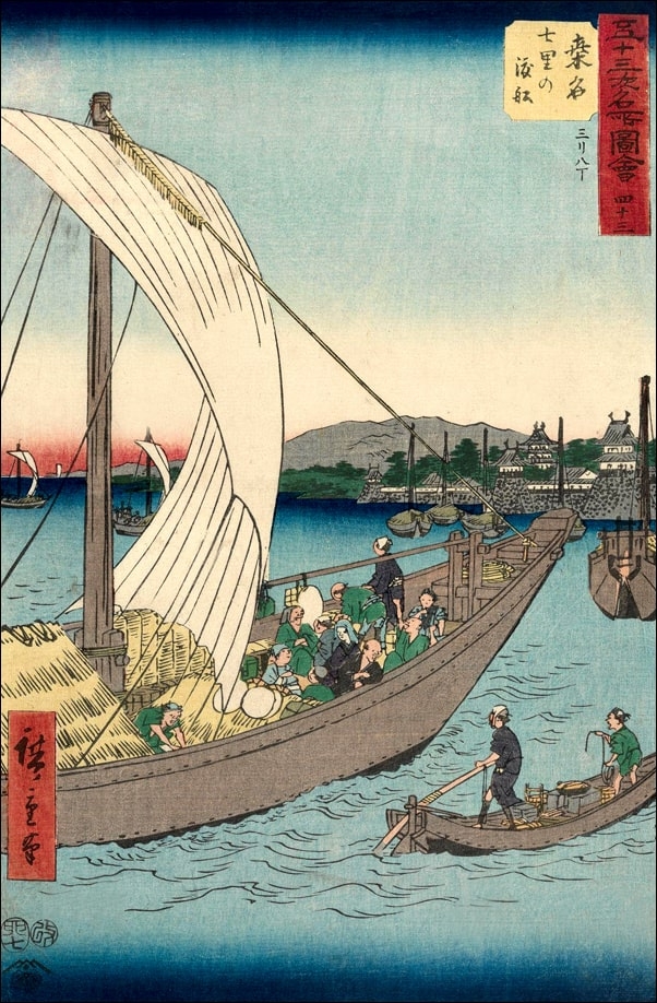 Kuwana Shichiri no tosen, Hiroshige Ando - plakat Wymiar do wyboru: 40x60 cm