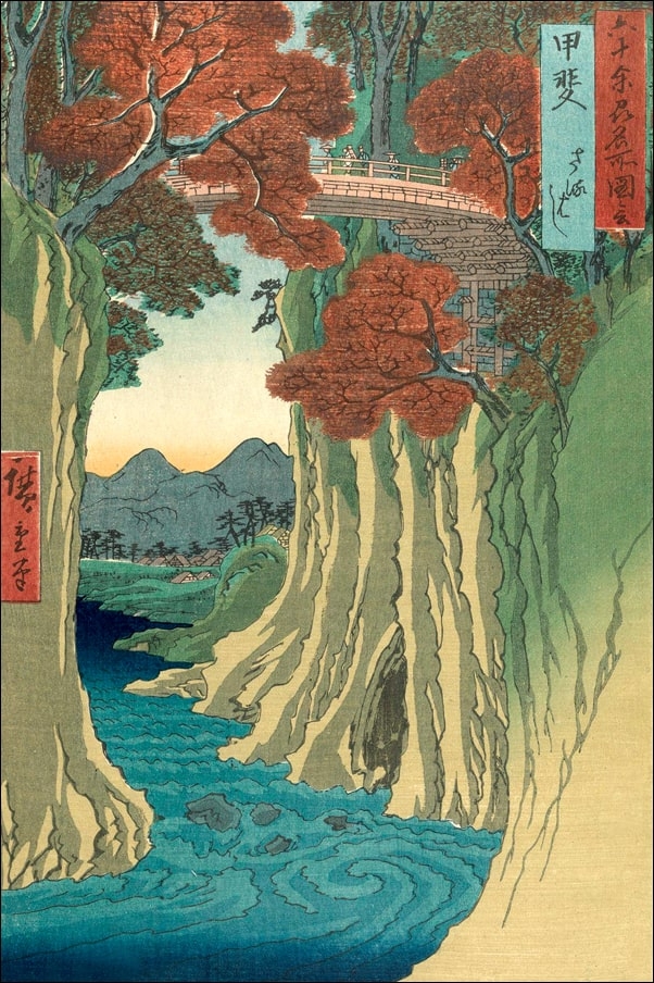 Kai Province Monkey Bridge, Hiroshige Ando - plakat Wymiar do wyboru: 50x70 cm