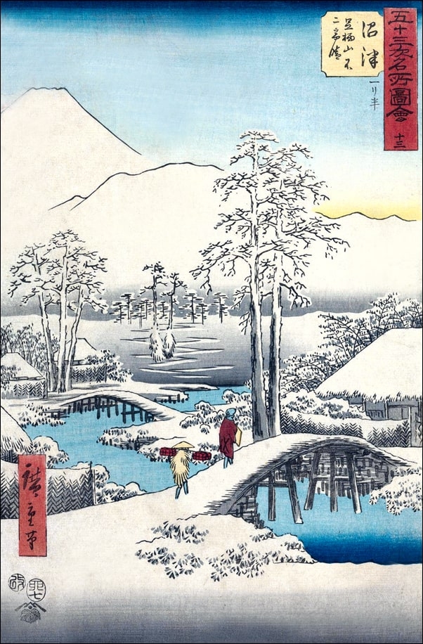 Numazu Fuji in Clear Weather after Snow, from the Ashigara Mountains, Hiroshige Ando - plakat Wymiar do wyboru: 61x91,5 cm