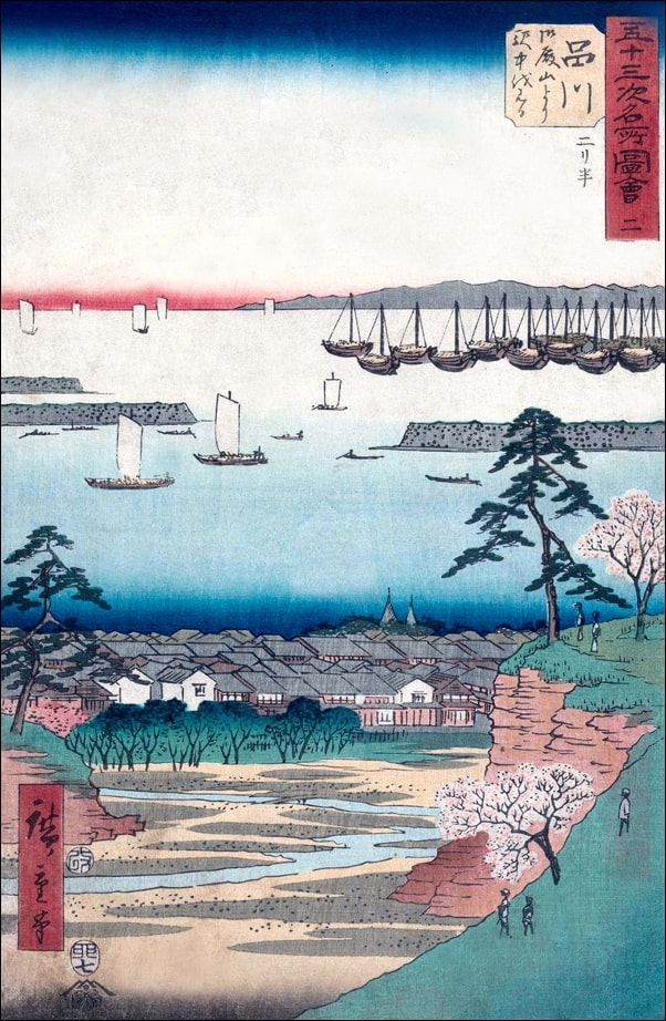 Shinagawa View of the Station from Goten yama, Hiroshige Ando - plakat Wymiar do wyboru: 30x40 cm