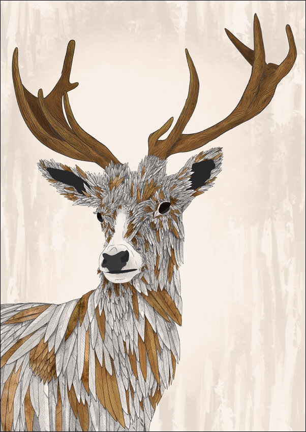 Feathered Deer - plakat Wymiar do wyboru: 40x50 cm