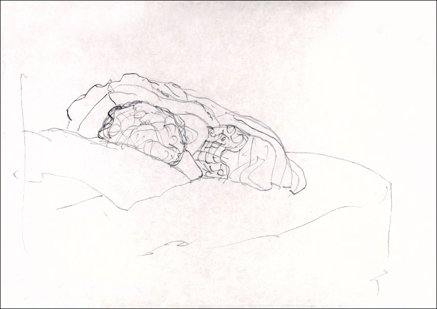 Curled up Girl on Bed, Gustav Klimt - plakat Wymiar do wyboru: 59,4x42 cm