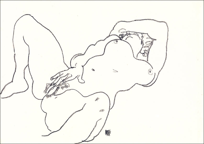 Reclining Nude, Egon Schiele - plakat Wymiar do wyboru: 50x40 cm