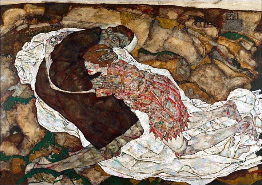 Eros, śmierć i ból, Egon Schiele - plakat Wymiar do wyboru: 70x50 cm