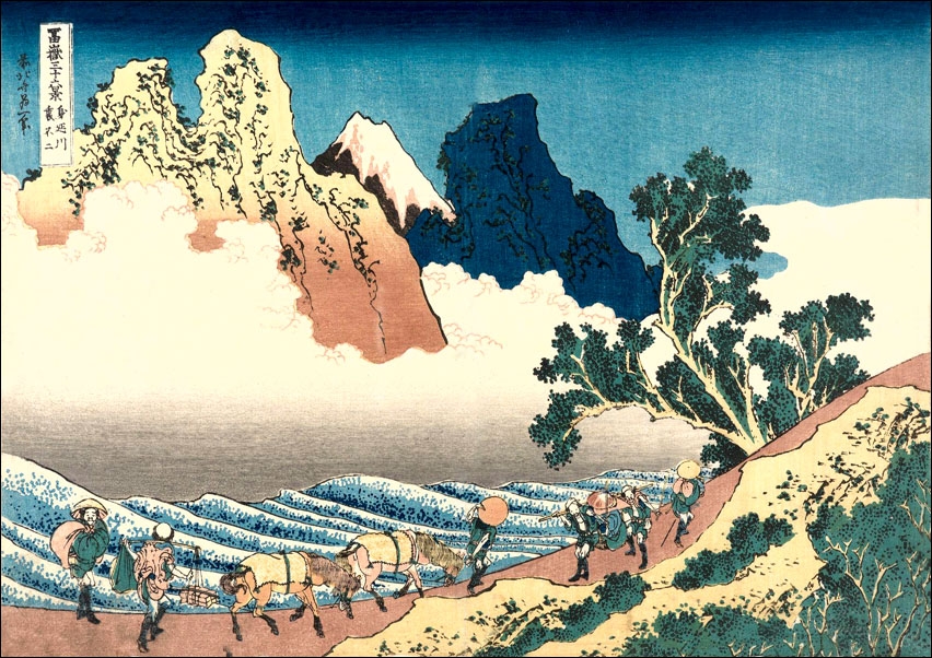 Back View of Fuji from the Minobu River, Hokusai - plakat Wymiar do wyboru: 100x70 cm