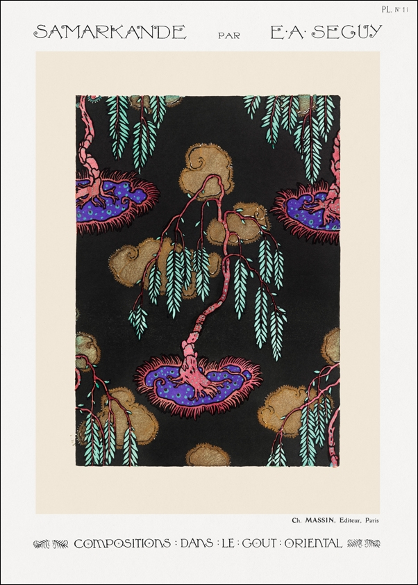 Tree pochoir pattern in oriental style, E. A. Séguy -  plakat Wymiar do wyboru: 50x70 cm