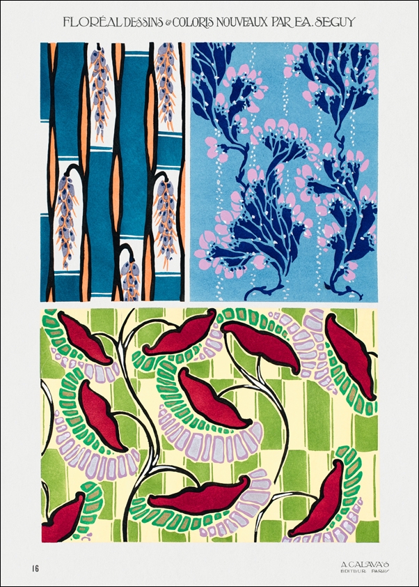 Floral colorful background, vintage art deco & art nouveau background, E. A. Séguy -  plakat Wymiar do wyboru: 70x100 cm