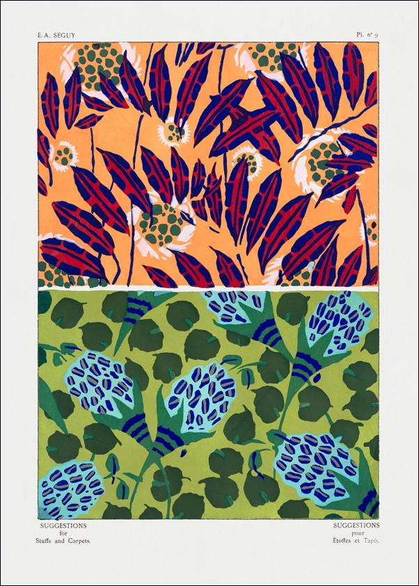 Vintage floral patterns, Art Nouveau flower pochoir stencil print, E. A. Séguy -  plakat Wymiar do wyboru: 61x91,5 cm