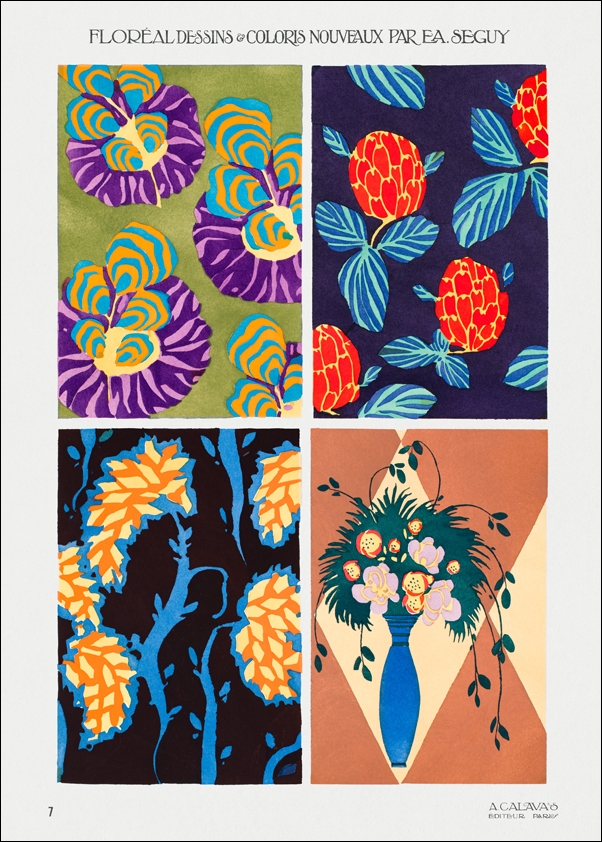 Vintage art deco & art nouveau pattern, plate no. 7 from Floréal, E. A. Séguy -  plakat Wymiar do wyboru: 50x70 cm