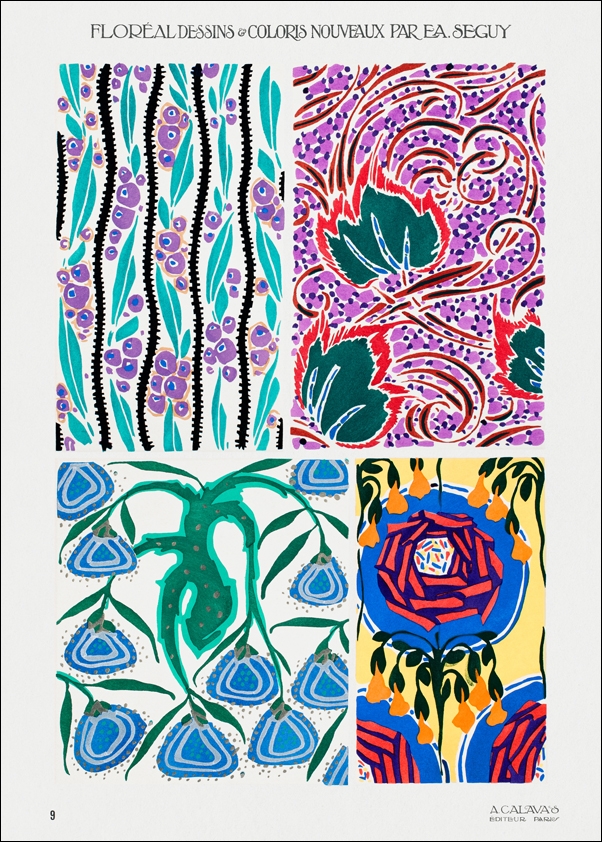 Vintage art deco & art nouveau pattern, plate no. 9 from Floréal, E. A. Séguy -  plakat Wymiar do wyboru: 40x50 cm