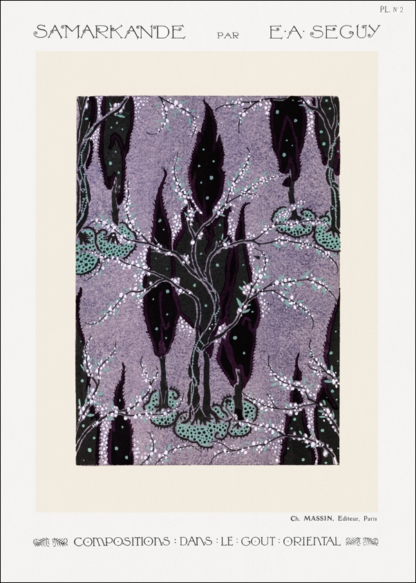 Tree pochoir pattern in oriental style, E. A. Séguy -  plakat Wymiar do wyboru: 40x50 cm