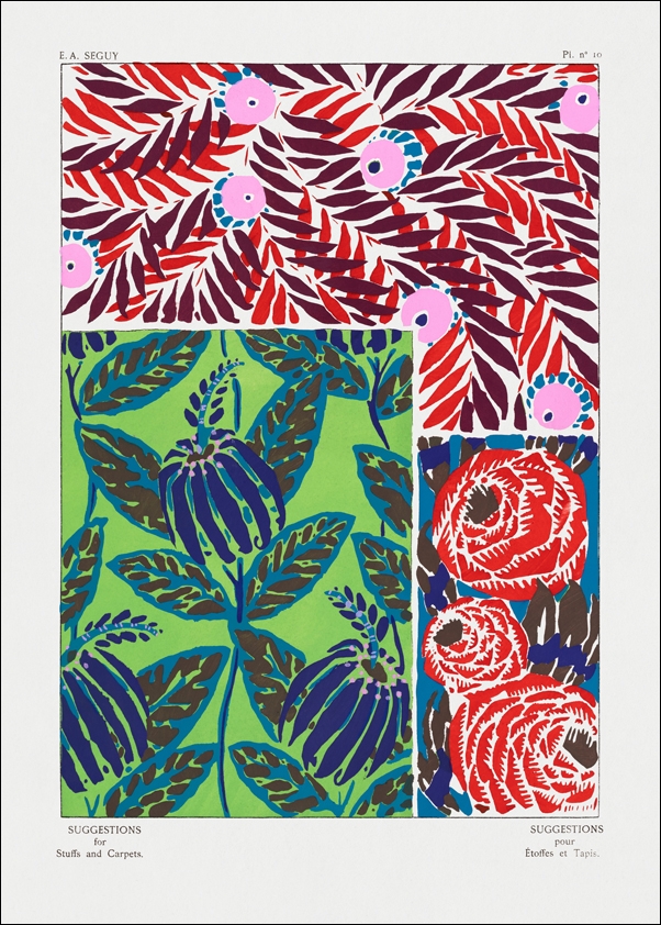 Vintage floral patterns, Art Nouveau flower pochoir, E. A. Séguy -  plakat Wymiar do wyboru: 70x100 cm
