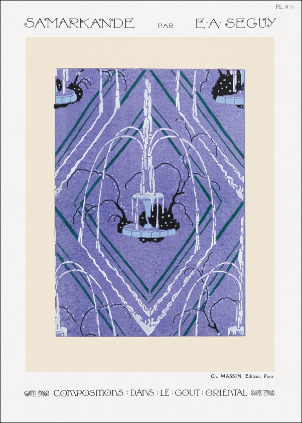 Art Deco fountain pattern pochoir print in oriental style, E. A. Séguy -  plakat Wymiar do wyboru: 50x70 cm