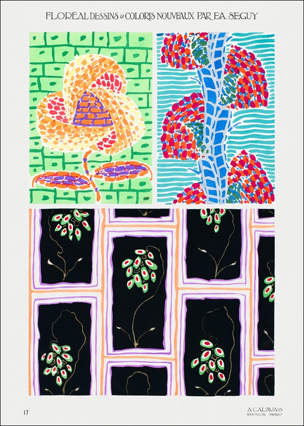 Colorful floral design, art nouveau & art deco artwork, plate no. 17 from Floréal, E. A. Séguy -  plakat Wymiar do wyboru: 40x50 cm